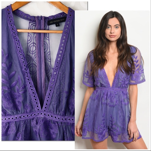 Amethyst Lace Romper - Picture 5 of 8